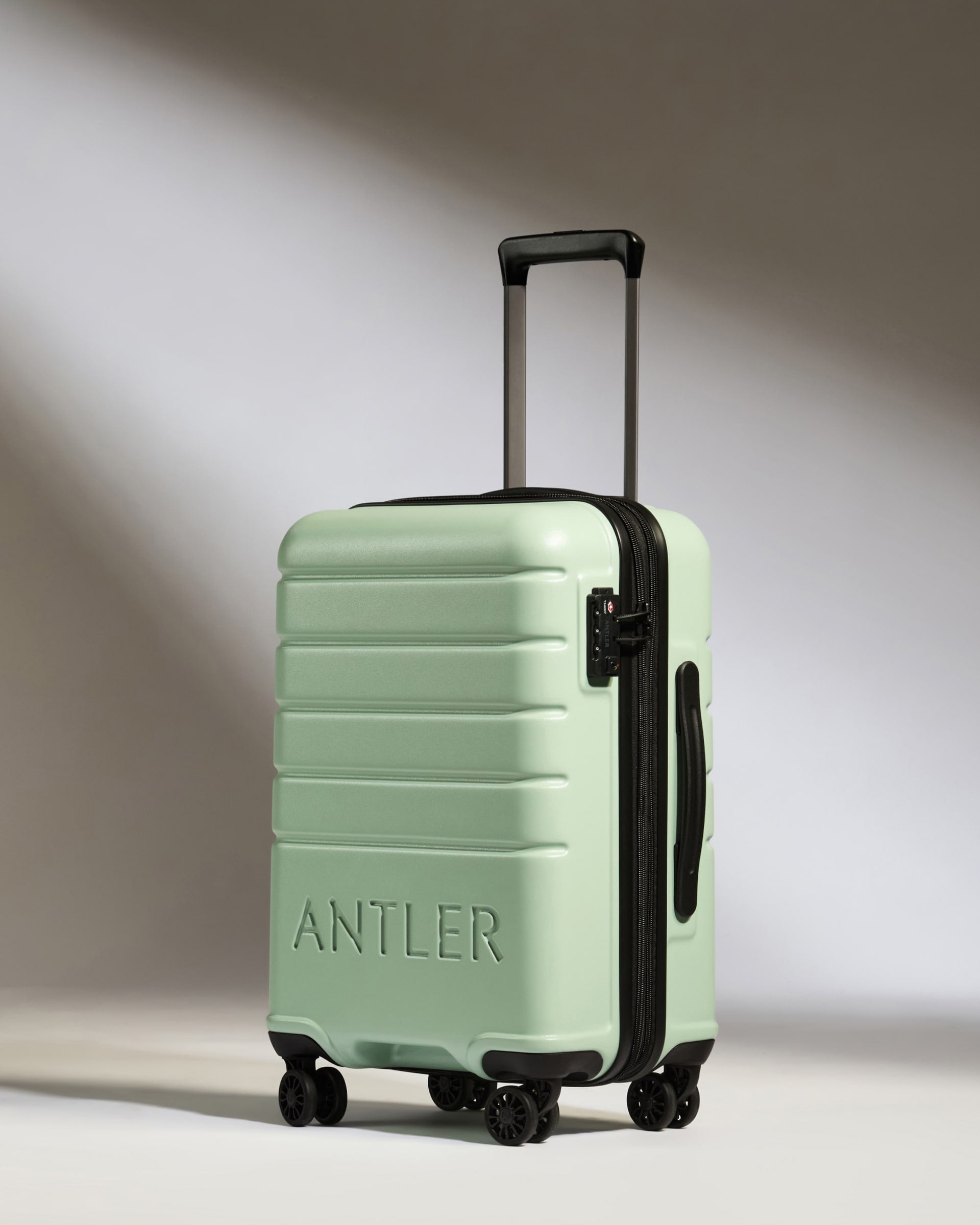 Expandable Cabin Luggage Light Green Logo Lightweight Hard Shell Suitcase Antler Luggage Australia