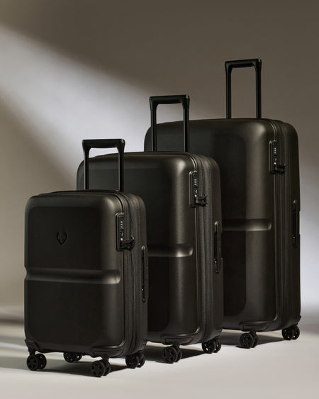 Expandable Carry-on Luggage Set in Black - Single Stripe