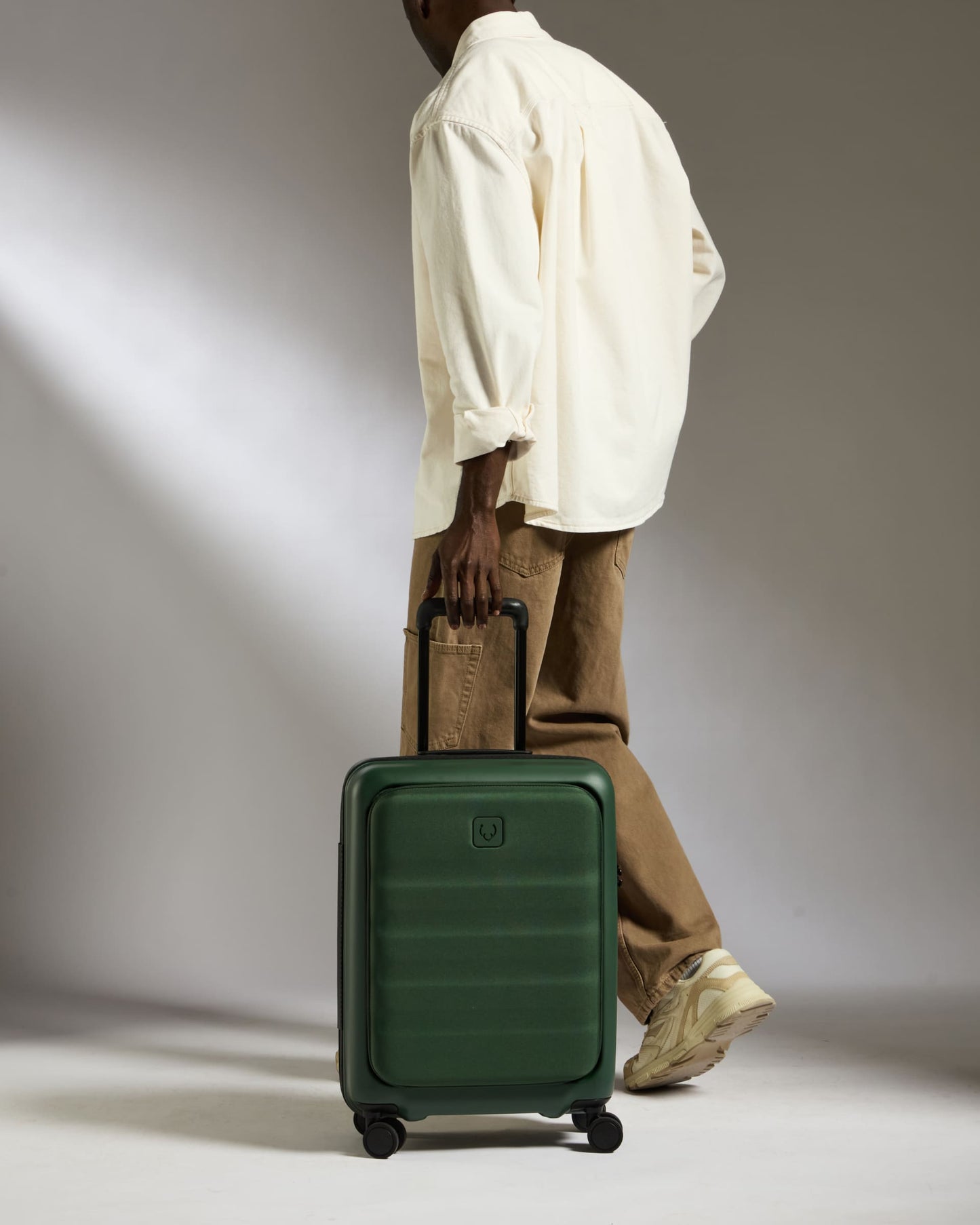 Carry-on with Pocket Luggage in Antler Green - Icon Stripe