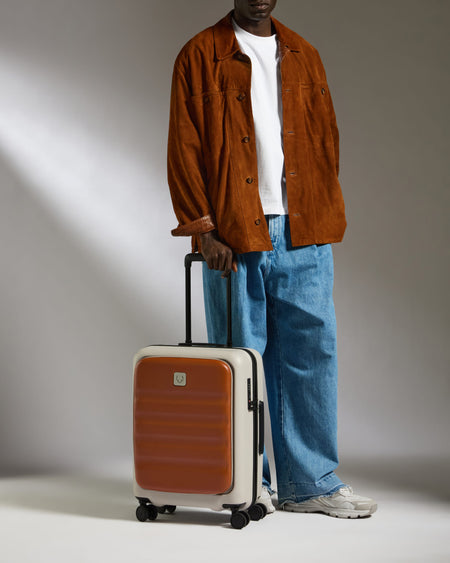 Carry-on with Pocket Suitcase in Tan Leather - 1914 Collection