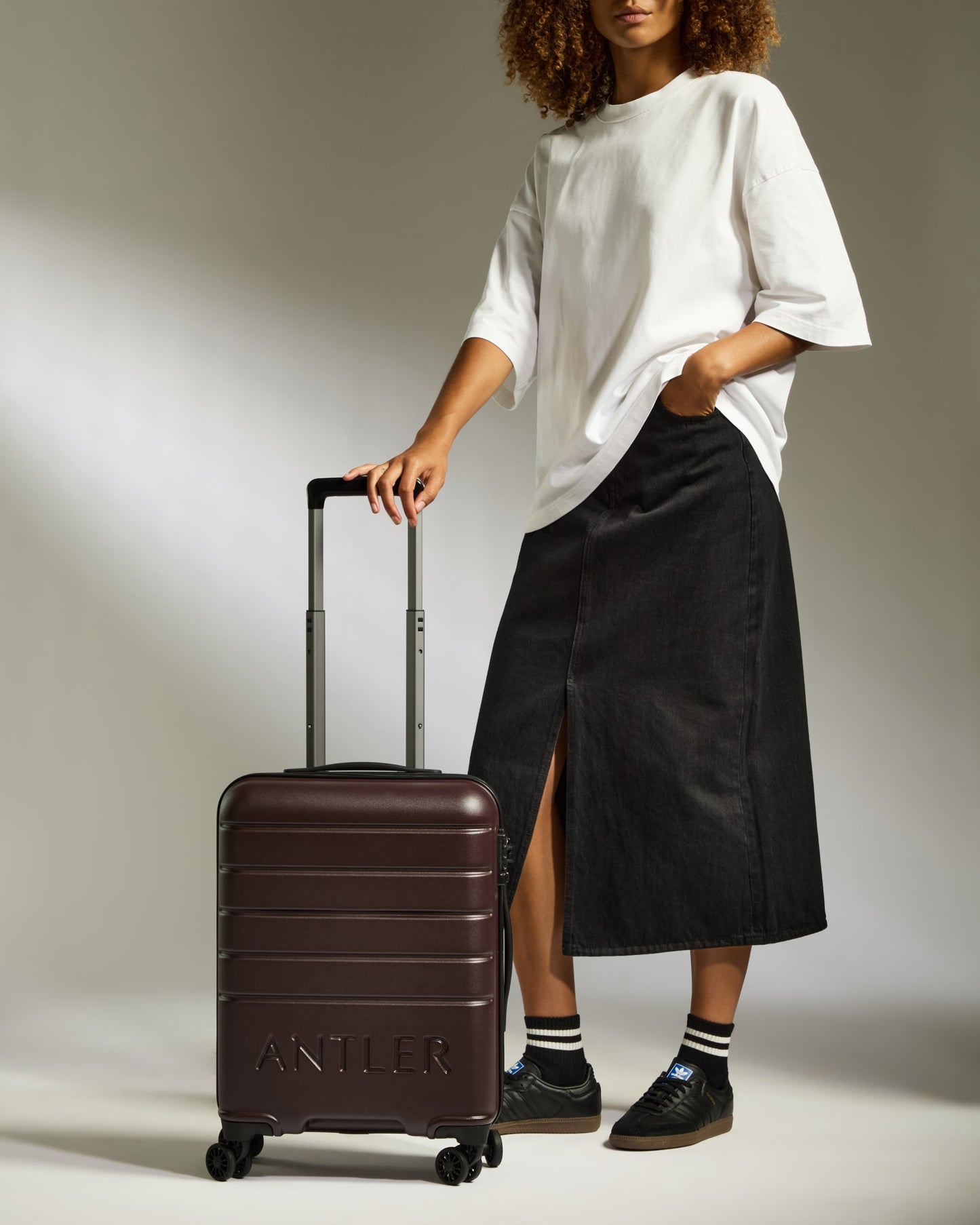 Expandable Carry-on Luggage in Cedar Brown - Logo