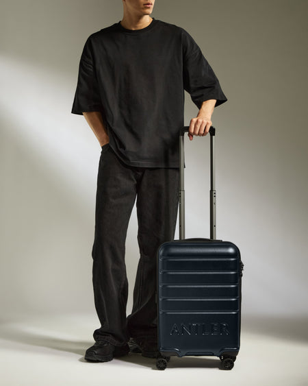 Expandable Carry-on Luggage in Dark Navy - Logo