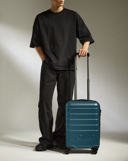 Expandable Carry-on Luggage in Soft Blue - Logo