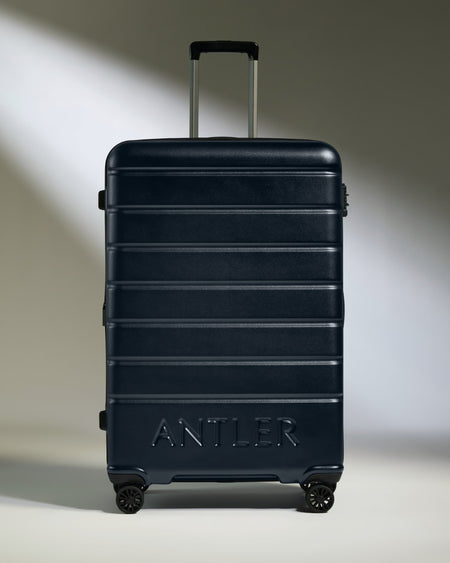 Large Luggage in Dark Navy - Logo