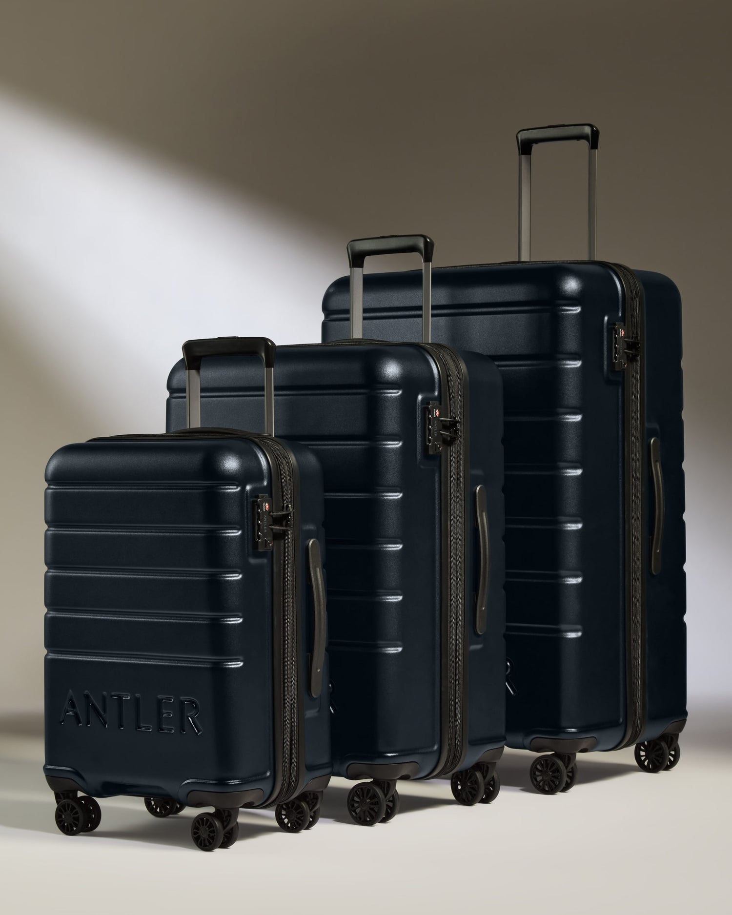 Expandable Carry-on Luggage Set in Dark Navy - Logo