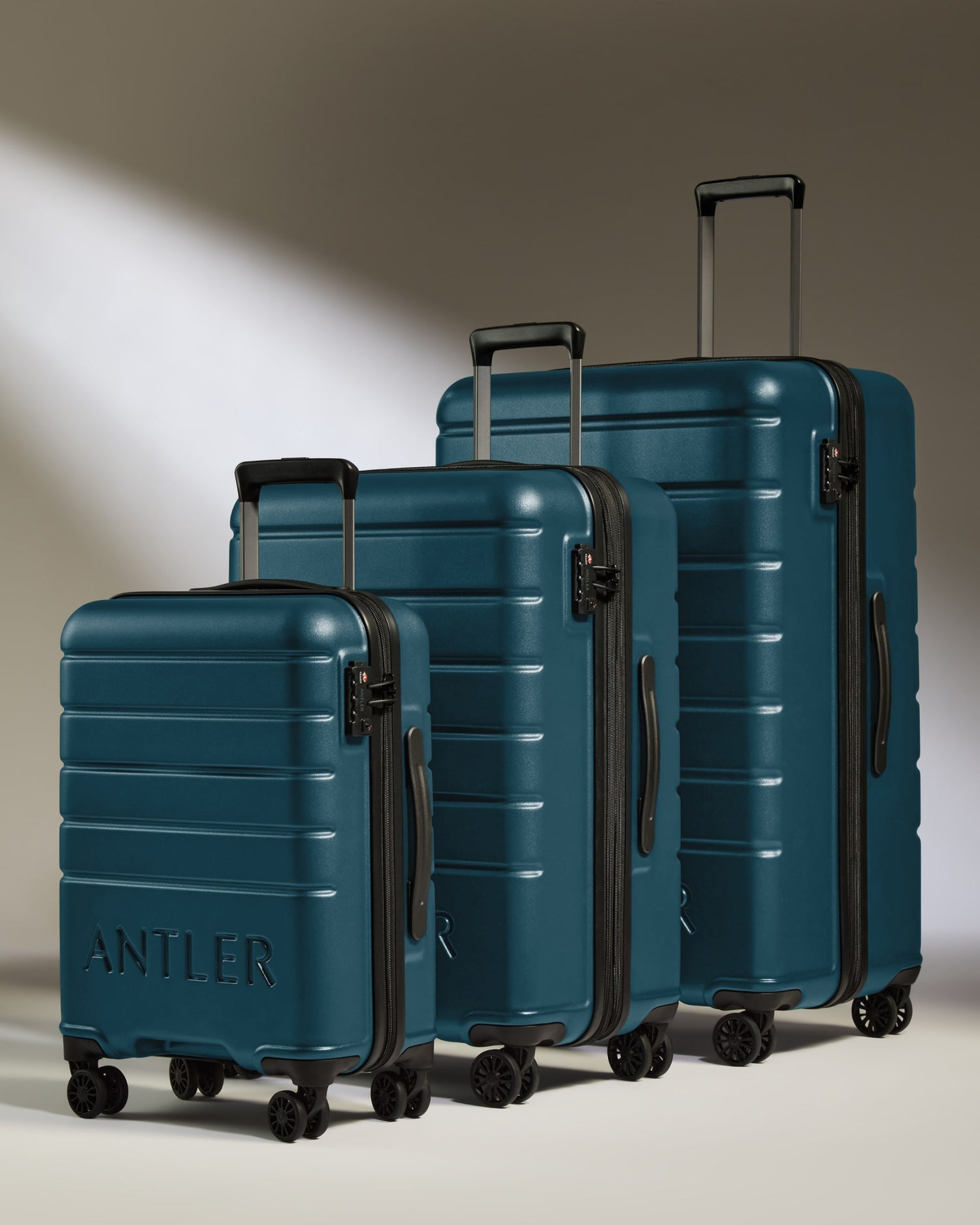 Expandable Carry-on Luggage Set in Soft Blue - Logo