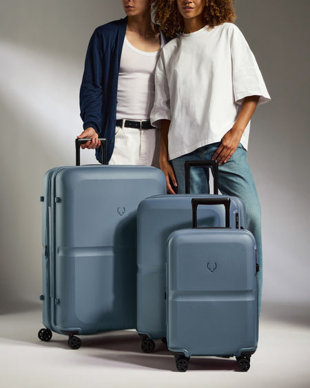 Expandable Carry-on Luggage Set in Cove Blue - Single Stripe