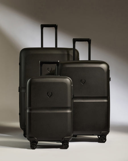 Expandable Carry-on Luggage Set in Black - Single Stripe