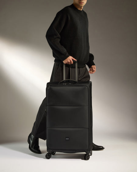 Lightest Large Luggage in Black - Soft Stripe