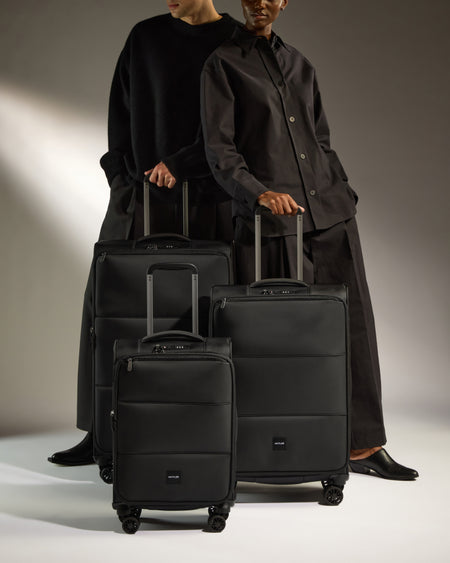 Lightest Carry-on Luggage Set in Black - Soft Stripe