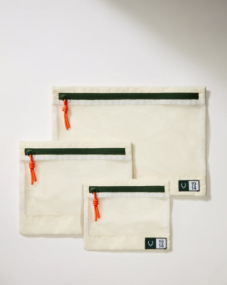 Essential Travel Pouches in Stone - Set of 3