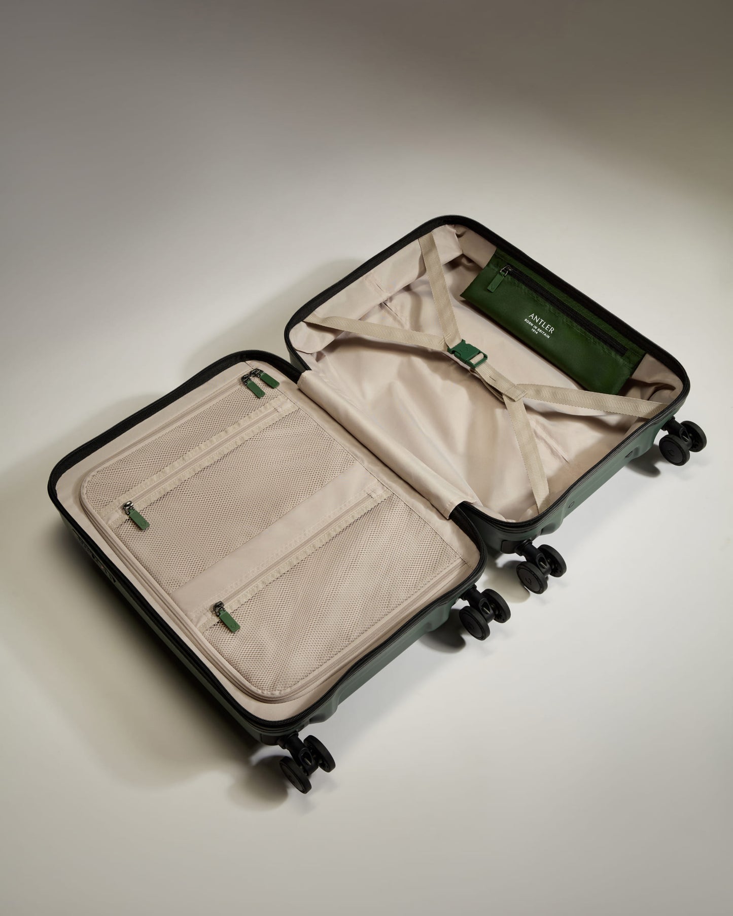 Carry-on with Pocket Luggage in Antler Green - Icon Stripe