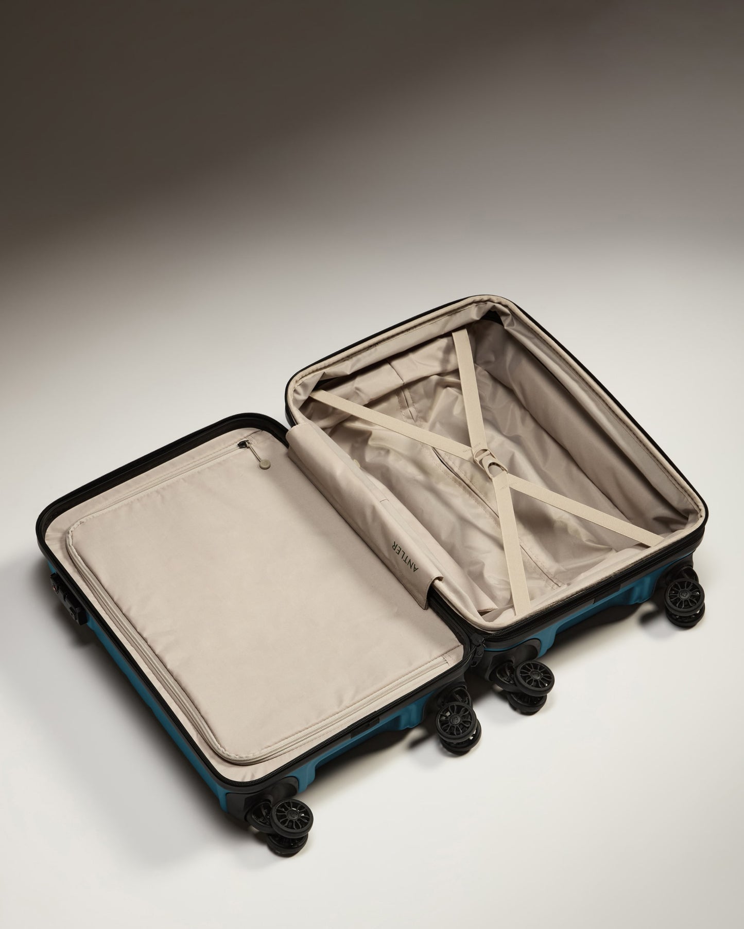 Expandable Carry-on Luggage in Soft Blue - Logo