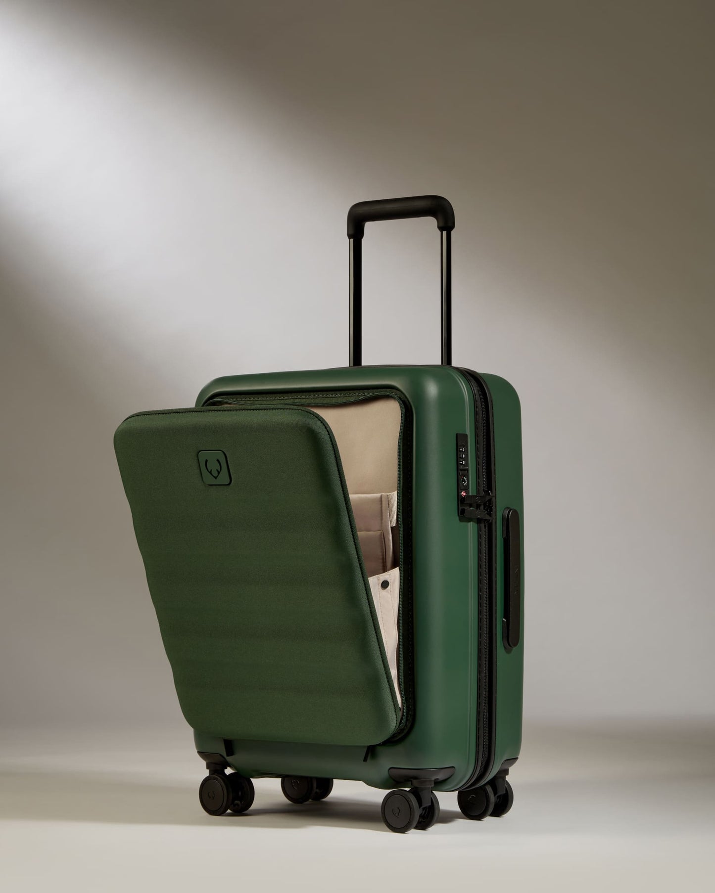 Carry-on with Pocket Luggage in Antler Green - Icon Stripe