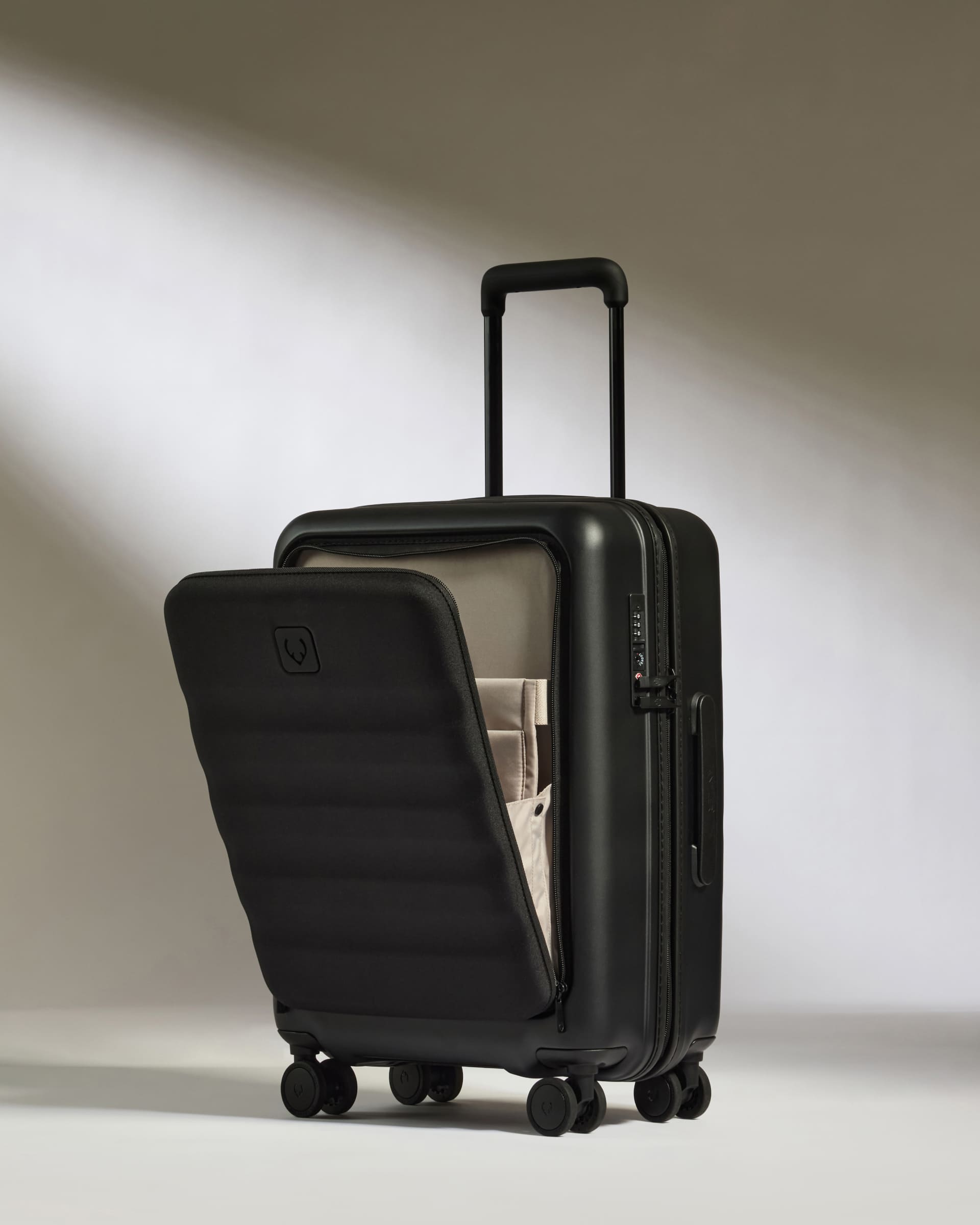 Carry on with Pocket Luggage in Black Icon Stripe Hard Suitcase Antler Luggage Australia