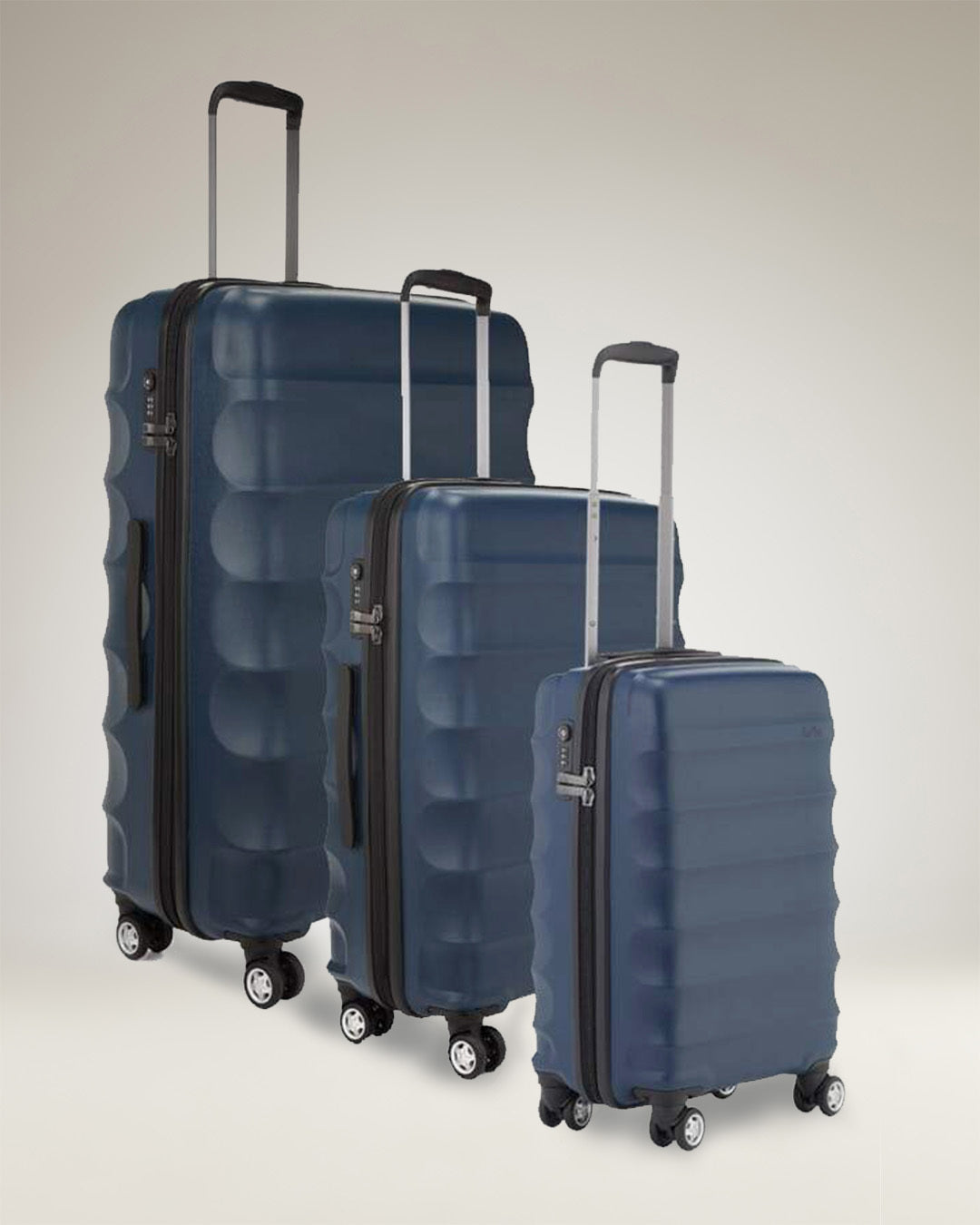 Juno Expandable Carry on Luggage Set in Navy Lightweight Hard Shell Suitcase Antler Luggage Australia